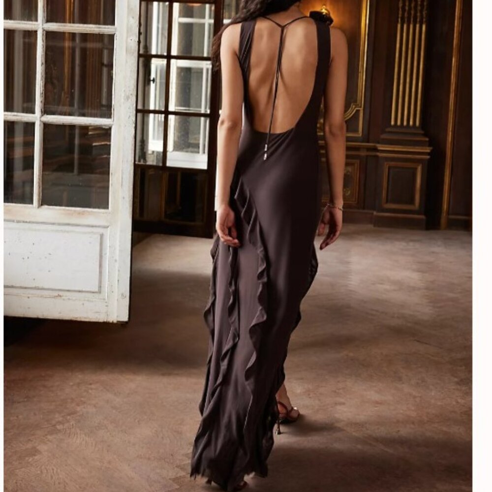 AFRM Airess Ruffled Dress in color java (RARE)